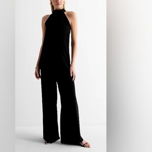 Black Mock Neck Wide Leg Jumpsuit MISSING CLASPS ON NECK